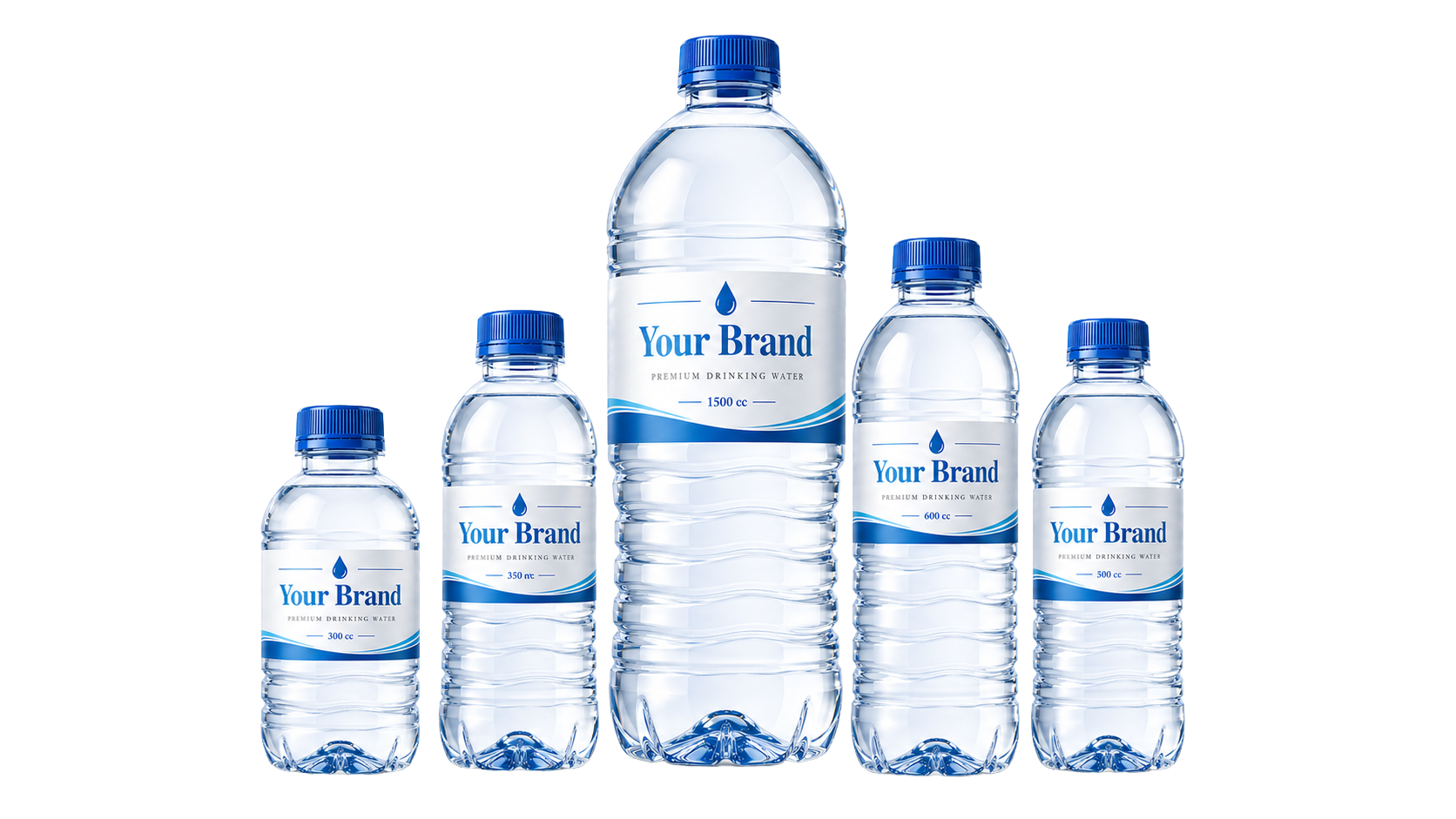 Quality bottled water — multiple sizes